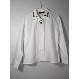 Norton McNaughton Vintage Embroidered Christmas Blouse Size 8